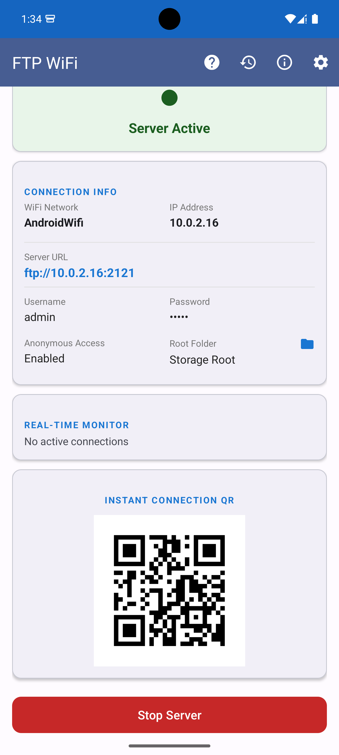 Server Active — QR code